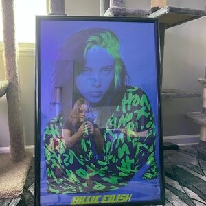 Billie Eilish Neon Green and Blue Art Poster